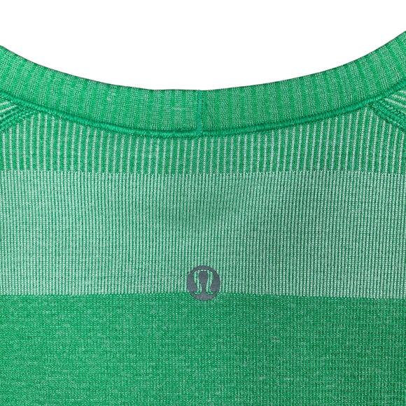 Lululemon Run Swiftly Tech Shirt T-shirt Short Sleeve Green Stripe Women's 12 - Picture 7 of 7